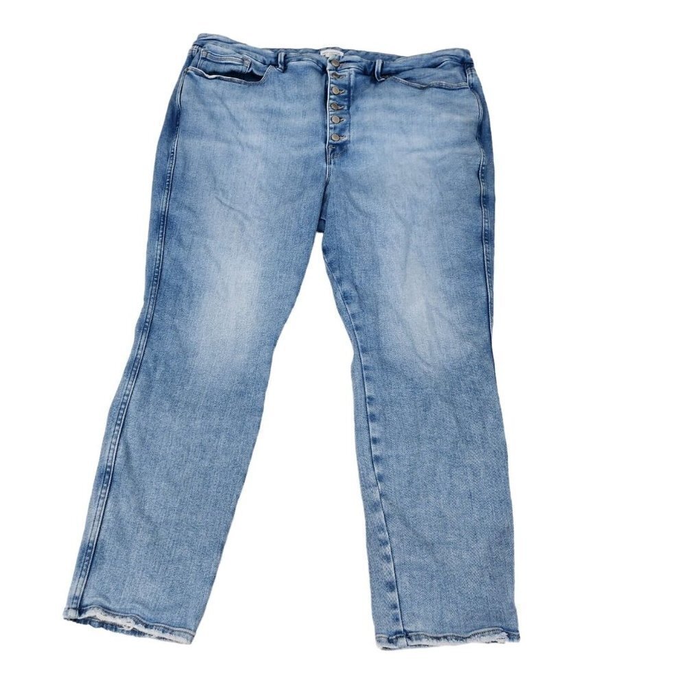Good American Jeans Plus‎ 24 Blue Good Curve Skinny Button Fly High-Rise Stretch